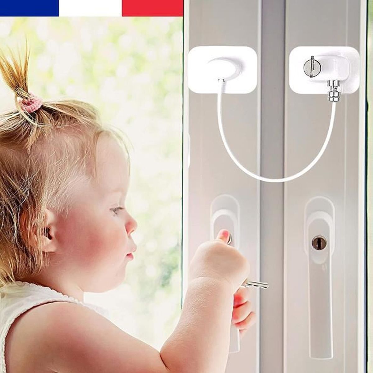 Entrebâilleur de fenêtre avec câble de sécurité pour enfants et bébés pour fenêtres UPVC Blanc avec clés de sarews 