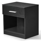 ALIGHTUP - Table de chevet avec Tiroir et Compartiment Ouvert - Couleur Noir - 39 x 28 x 41cm
