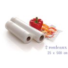 REMYCOO® Pack de 2 rouleaux pour appareil de mise sous vide 25 x 500cm Sacs Sous vide gaufrés pour Stockage alimentaire