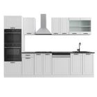 Cuisine R-Line, 300 cm avec armoire haute, sans plan de travail, Blanc campagne/blanc, Vicco
