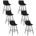 WOLTU 6X Tabouret de Bar, Chaise de Bar, Assise rembourrée en Velours avec Pieds et Repose-Pieds en métal,Noir