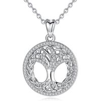 Pendentif arbre de vie Yggdrasil en argent 925 avec chaîne en acier inoxydable et pochette à bijoux I Arbre du monde de vie Vikin
