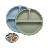 Lot de 2 assiettes pour enfant avec ventouse - En silicone antidérapant - Sans BPA - Passe au lave-vaisselle - Pour bébé et enfant