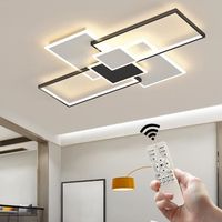 Plafonnier LED Avec Télécommande Dimmable Éclairage de Plafond 3000 - 6000K Lampe de Plafond Moderne en Acrylique Pour Salon - Noir