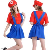 TSTR® Super Mario Luigi Bros Deguisement Costume de Cosplay Anniversaire Halloween Noël pour Adulte Adolescent Femme