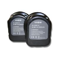 vhbw 2x Batterie Ni-MH  2000mAh (12V) pour outilsDC756KA, DC756KB, DC840KA, DC841KA, DC845KA comme Dewalt DC9071, DE9037, DE9071,