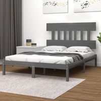Cadre de lit en bois massif gris 180x200 cm - VIDAXL - Classique - Intemporel
