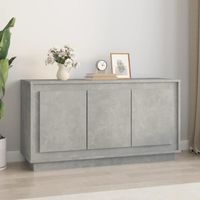 Buffet Haut En Bois D'ingénierie Gris Béton - Dimensions 81x37x100 Cm, 2 Portes, 4 Compartiments Ouverts, Rangement Pratique - 12
