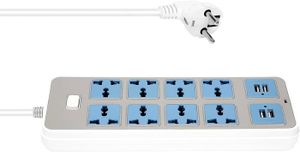 MULTIPRISE Blanche Multiprise avec 4 Prises USB, 3000 W, 8 Prises Universelles, Cordon D'Alimentation de 6,5 Pieds, Prise EuropéEnne