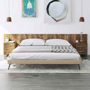 TÊTE DE LIT Classique Tête de lit avec armoires Chêne fumé Bois d'ingénierie Pour cadre de lit 104,13 Kg