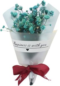 FLEUR ARTIFICIELLE Bleu Bouquet de fleurs artificielles Gypsophile séchées - Sans flétrissement - Pour la Saint-Valentin, le bureau, un anniversaire -