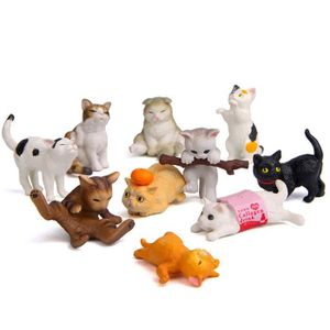 STATUE - STATUETTE Lot de 10 Pièces Mini Figurines Chat Chaton Statue