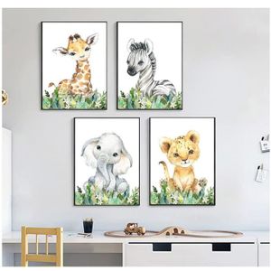 Lot 3 affiches enfant safari A421x29,7cm OU 13x18cm lion girafe