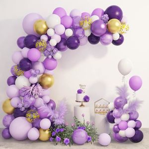 Kit Arche Ballon Violet et Or】: 125 pièces guirlande de ballon: 75 pièces  10 de ballons(ballo…