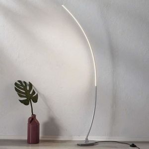 LAMPADAIRE Lindby lampadaire LED en arc pour salon et salle à manger Nalevi en métal gris