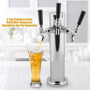 BIERE ARAMOX distributeur de bière du robinet Distributeur de bière à pression triple en acier inoxydable à 3 robinets pour bar Home
