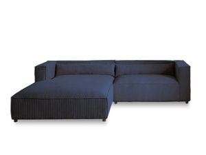 CANAPE CONVERTIBLE Canapé d'angle gauche 4 places en velours côtelé bleu nuit - Lisa Design
