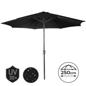 PARASOL Parasol Octogonal - MIADOMODO - Protection UV 30+ - Polyester - Manivelle - Noir