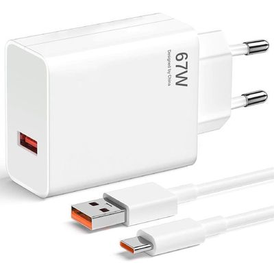 Chargeur Rapide 67W USB-A vers USB-C | Prise EU | Compatible Xiaomi Redmi 10 11 12 Pro | Charge Ultra Rapide Sécurisée
