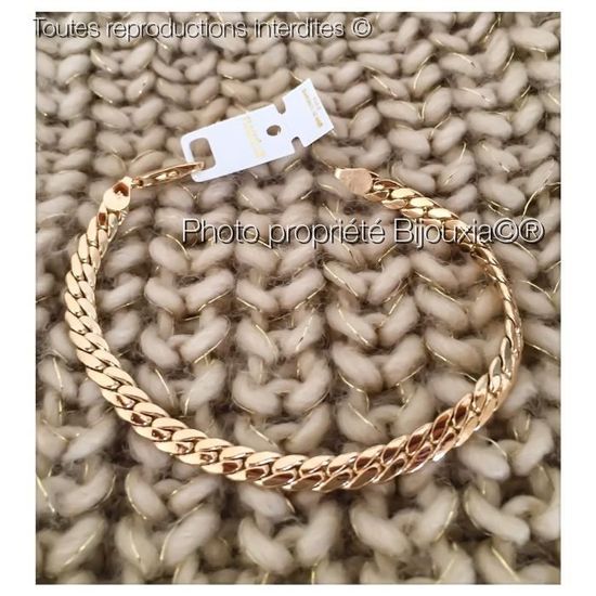 Parure Bijoux Dolly-Bijoux - Collier Et Bracelet Maille Anglaise Bombée Plaqué Or 18K 5 Microns