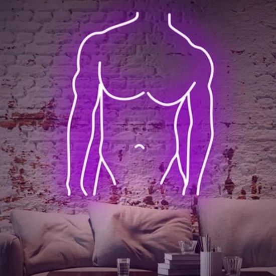 Panneau Néon LED Forme Corps Féminin - Rose Et Blanc - Décoration Murale USB - Luminosité Variable - Pour Chambre/Bar