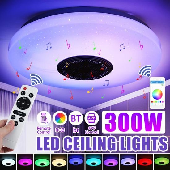 Plafonnier LED bluetooth 256 RGB Musique Speeker Dimmable Lampe Remote Home  APP + Télécommande 40cm 150W 