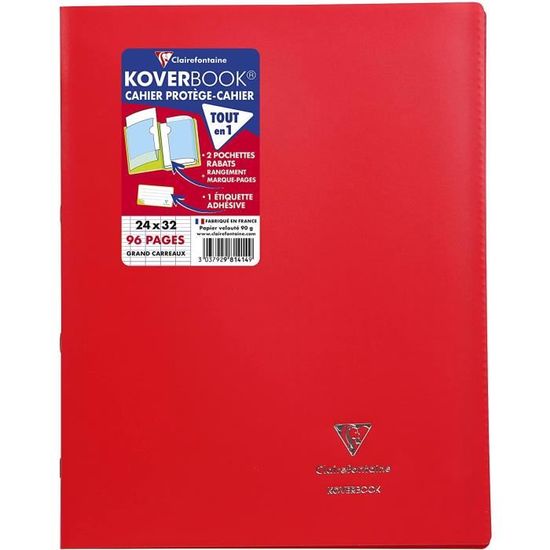 951414C Un Cahier Agrafé Koverbook Rouge - 17x22 cm - 96 Pages Grands  Carreaux - Papier Blanc 90 g - Couverture Polypro Opaque[287] - Cdiscount  Beaux-Arts et Loisirs créatifs