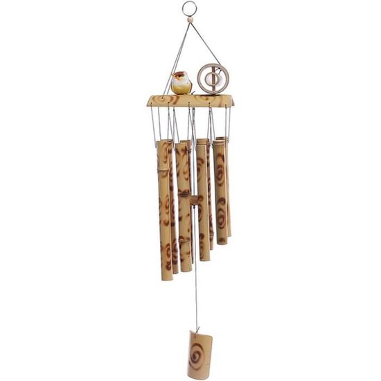Omtofo Carillon éolien En Bambou - 6 Tubes, 78 Cm | Son Apaisant Pour Jardin Ou Intérieur | Décoration Naturelle Et Méditative