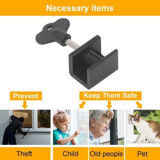 Pack De 2 Serrures De Sécurité Pour Porte Coulissante En Verre – Protection Enfants Et Domestique