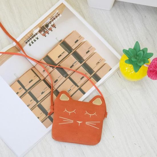 Sac à Main Brodé – Motif Chat avec Pendentif