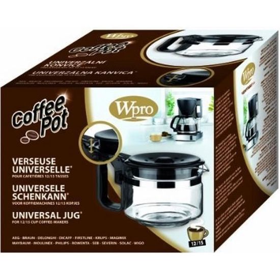 Verseuse Universelle WPRO UCF100 pour Cafetière - 12-15 Tasses - Verre Anti-choc