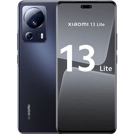Xiaomi 13 Lite Smartphone 5G 8+256Go Noir Qualcomm Snapdragon 7 Gen1 Écran AMOLED 6,55" 120Hz Batterie 4500 mAh 67W Caméra 50MP
