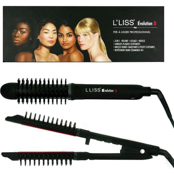 Lisseur Professionnel Nano-Céramique Ag+ LLISS Evolution 3 - Fer A Lisser 3 En 1 - Primé Aux Victoires de la beauté