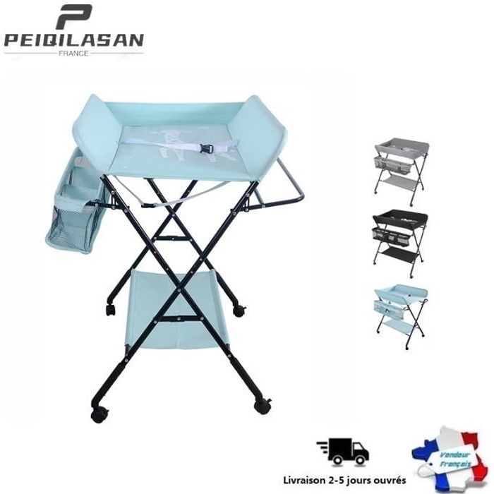 Plan 80 X 66 cm - Table à langer pour bébé pliable - massage table hauteur réglable 92 - 98 cm pour couches serviette BLEU