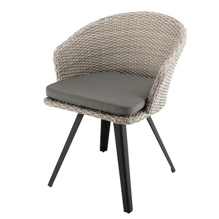 Fauteuil avec coussin - Rotin - Gris