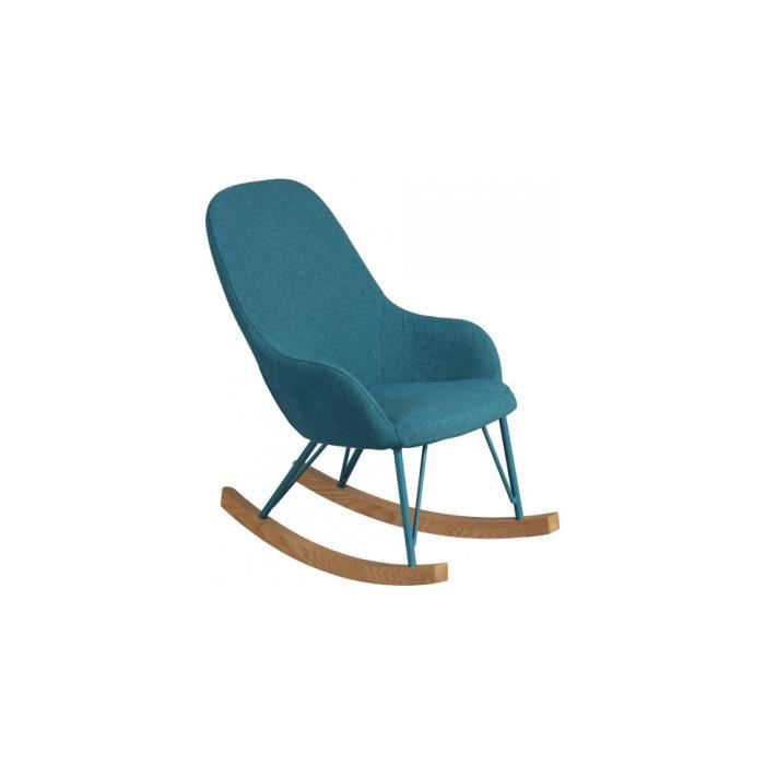 Rocking-chair enfant design acier tapissé tissu turquoise 43