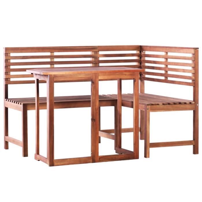 Mobilier de bistro Mobilier de Terrasse Table et Chaises d'Extérieur 2 pcs Bois d'acacia massif