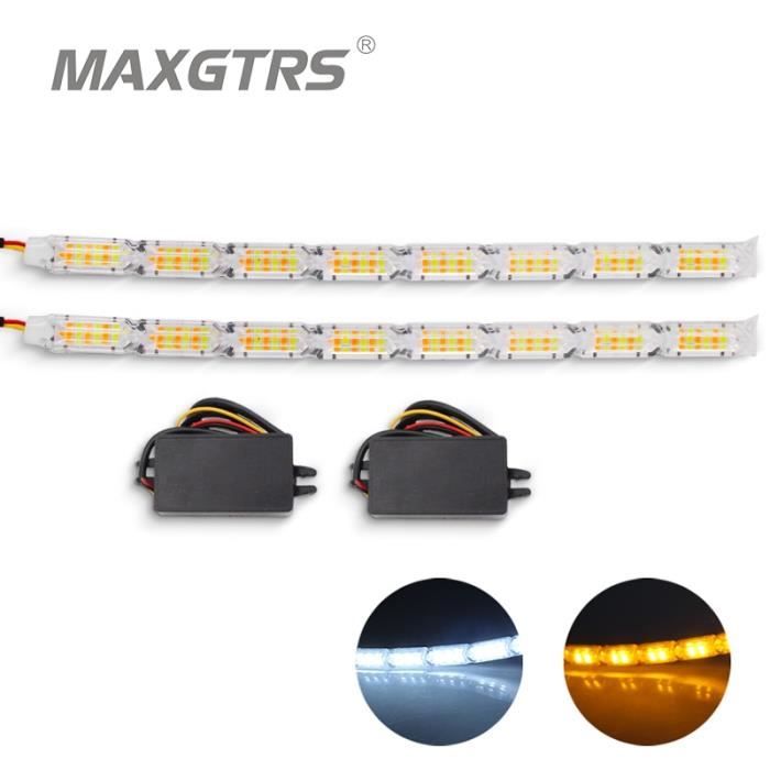 Double Flash Mode 8 LED -Interrupteur pour voiture, étanche, blanc et ambre, LED Knight, bande lumineuse, flash séquentiel, clignota