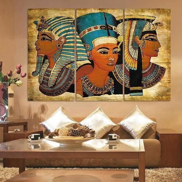 No Frame tableau toile peinture 3 Pièces Pharaon De L'egypte Ancienne Mur Art Photo Décoration Salon*PL14384