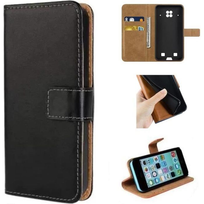 Etui Coque Doogee S88 Pro - Noir en PU Cuir avec protection antichoc Support fonction Pochette téléphone Doogee S88