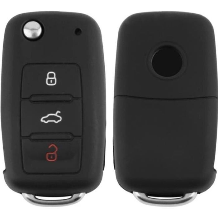 Etui Coque Housse Silicone clé POUR Golf 5 6 Passat Polo MK5 MK6 3 Boutons Choix (Noir)