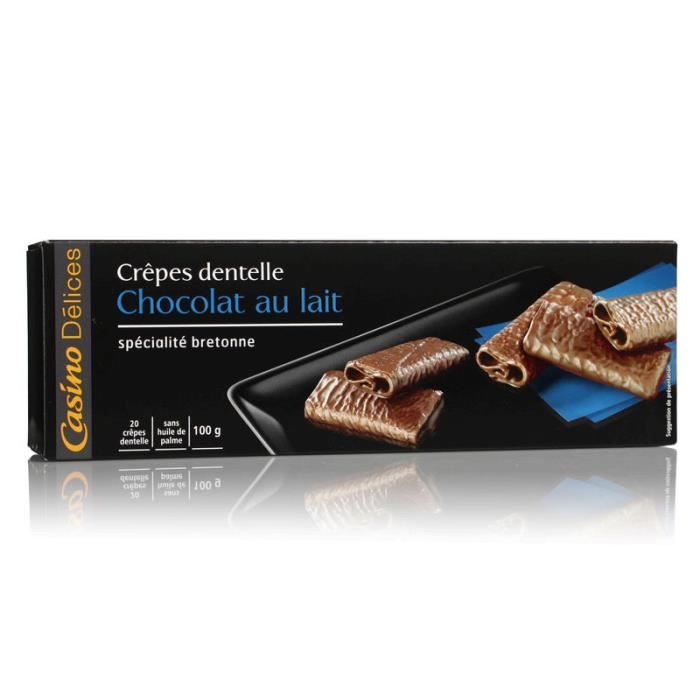 CASINO DELICES Crêpes dentelle au chocolat au lait - 100 g