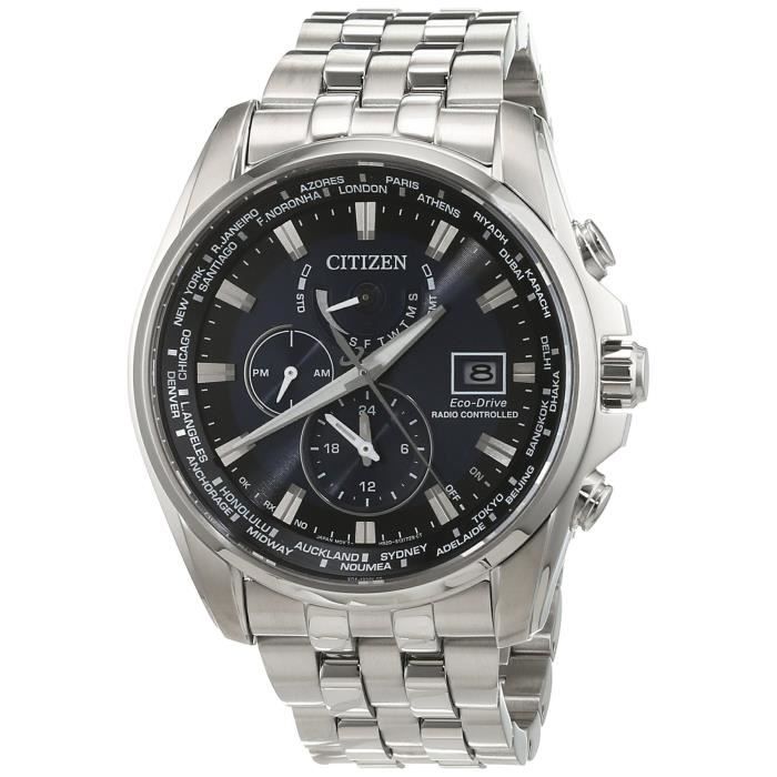 Citizen - AT9030-55L - Montre Homme - Quartz Analogique - Cadran Noir - Bracelet Acier Argent
