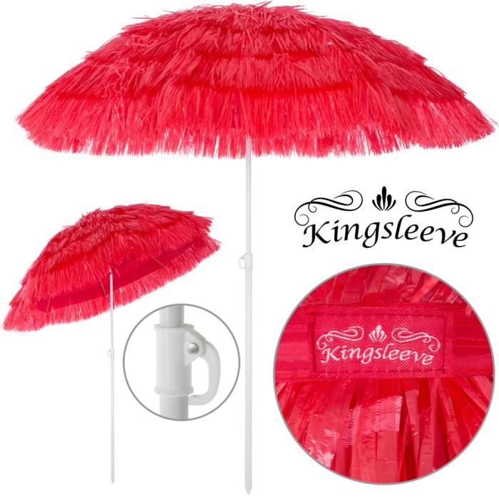 Parasol inclinable Hawaii 195 cm rouge Parasol de plage Ø 160 cm