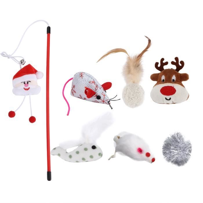 EBTOOLS Jouet de Noël pour chat L'ensemble de jouets de Noël pour chat de 8 pièces offre un plaisir illimité et un jeu-cadeau