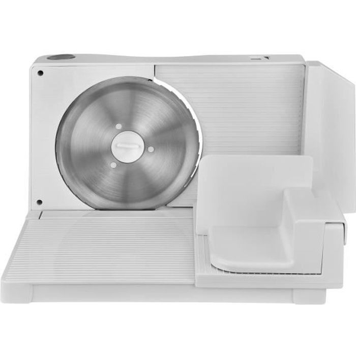 Trancheuse électrique TKG AS 1004 WH PL - 100W - Lame dentée 17 cm de diamètre - Molette de réglage épaisseur - Pliable - Blanche