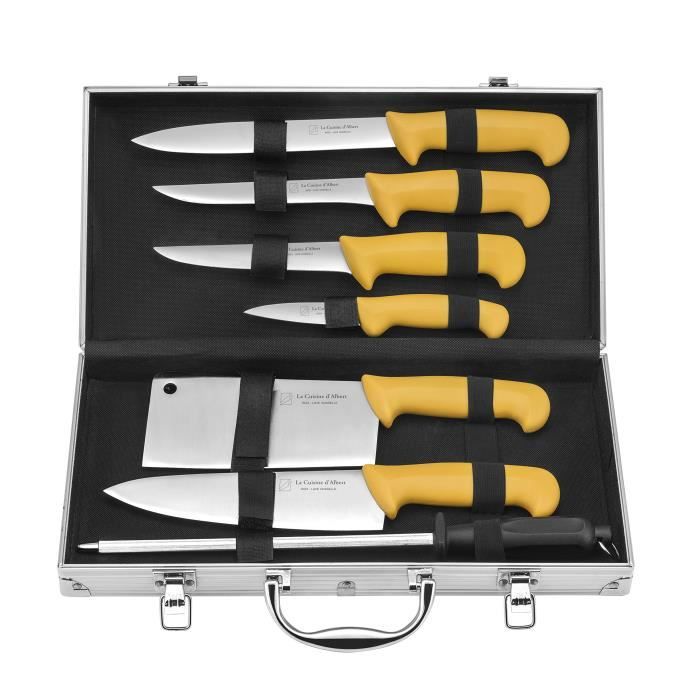 La Cuisine d'Albert LA CUISINE D'ALBERT 001000 Lot de 8 Mallettes du Chef, Acier Inoxydable, Jaune, 40 cm