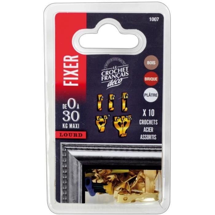 Crochet acier laiton - lot de 10