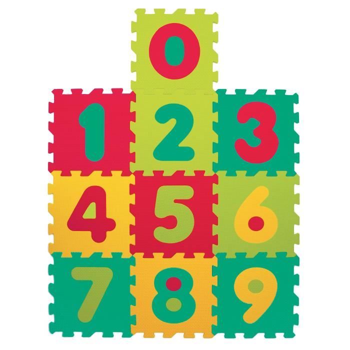 LUDI – Tapis de sol épais et jouet Éducatif – 1053 - puzzle géant aux motifs Chiffres – dès 10 mois – lot de 10 dalles en mousse