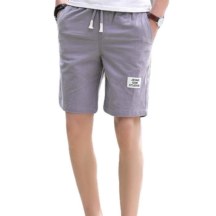 Short Homme mode baggy Short de grande taille Short de sport uni Ceinture Bermuda Homme